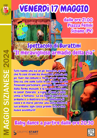 MAGGIO SIZIANESE: SPETTACOLO DI BURATTINI E BABY DANCE IN PIAZZA FELLINI - 17 MAGGIO 2024