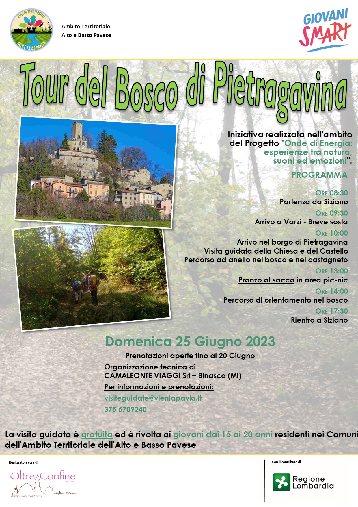 Domenica 25 giugno: tour del bosco di pietragravina - progetto "onde di energia: esperienze tra natura , suoni ed emozioni"