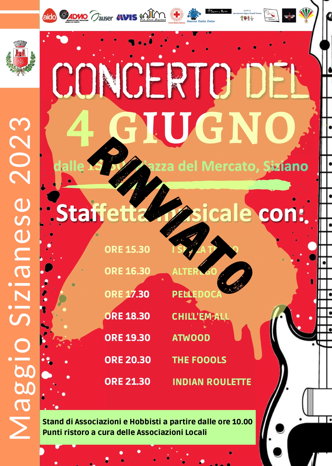 Concerto del 4 giugno in piazza del mercato (ex primo maggio) - rinviato causa maltempo 