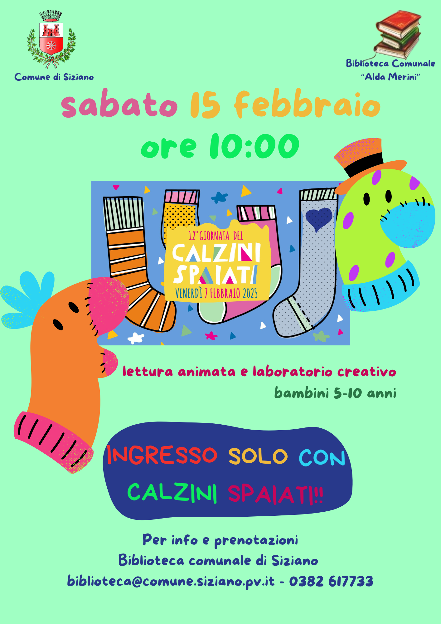 15 FEBBRAIO - CALZINI SPAIATI IN BIBLIOTECA 