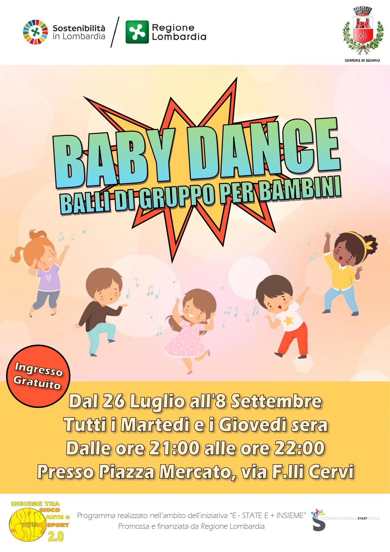 Baby dance in tensostruttura causa maltempo  