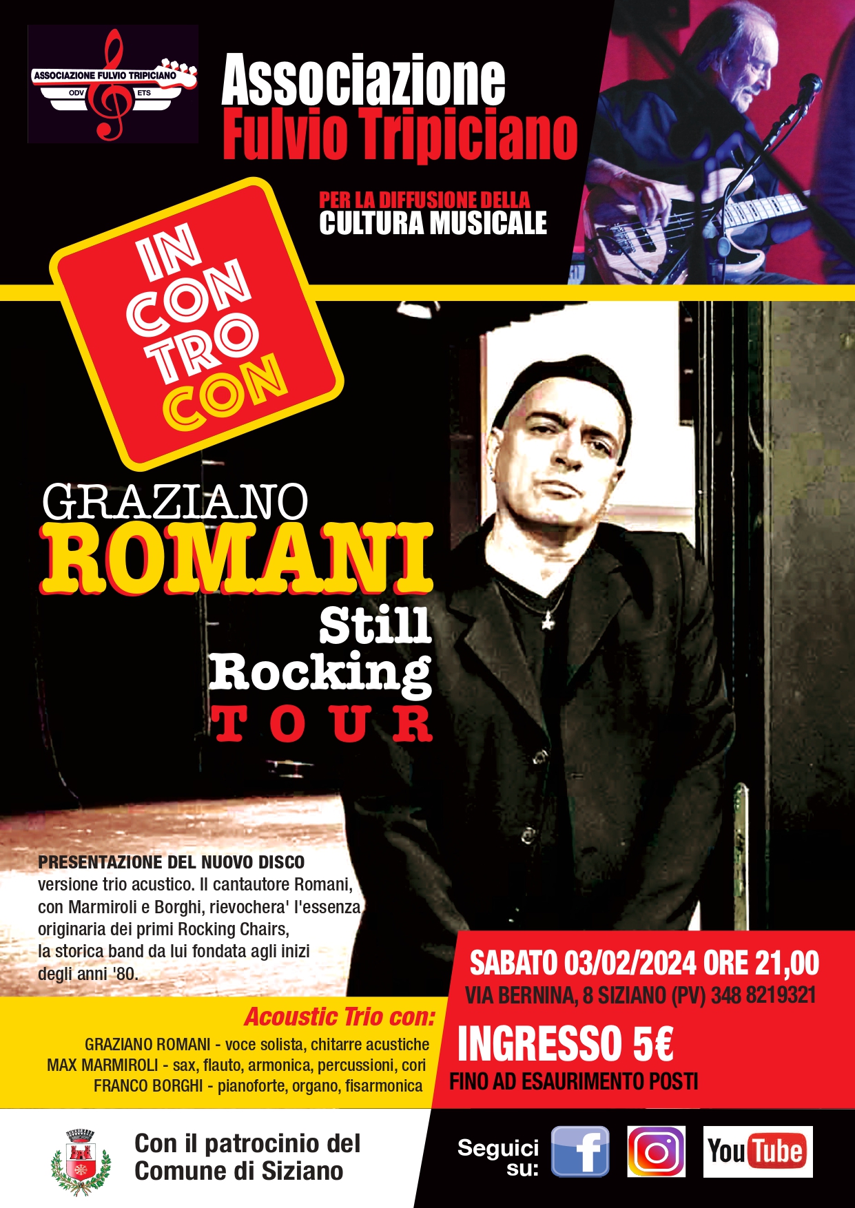 3 FEBBRAIO 2024 - "STILL ROCKING TOUR": INCONTRO CON IL CANTAUTORE GRAZIANO ROMANI