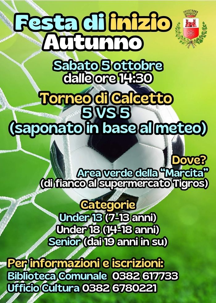 SABATO 5 OTTOBRE - TORNEO DI CALCETTO 5 VS 5